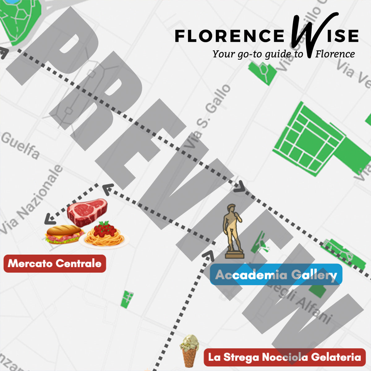 Florencewise Map - Florence 1 Day Itinerary - Digital Download