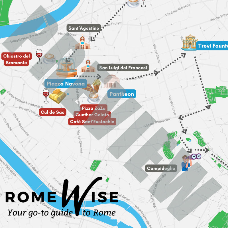 Romewise Map - Rome 4 Hour Historic Center Walk - Digital Download